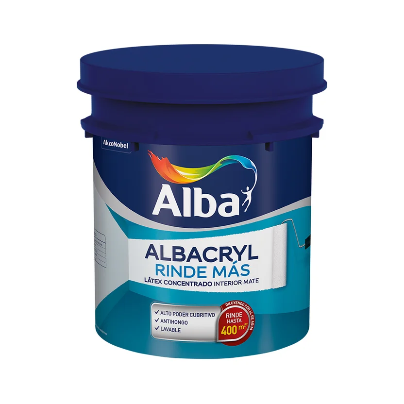 Pintura látex Albacryl interior blanco mate lavable 4 L